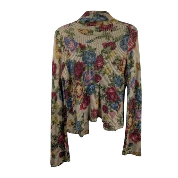 Lucky Brand Floral Cardigan – Wool Mohair Blend Size M Romantic Cozy - Picture 3 of 3